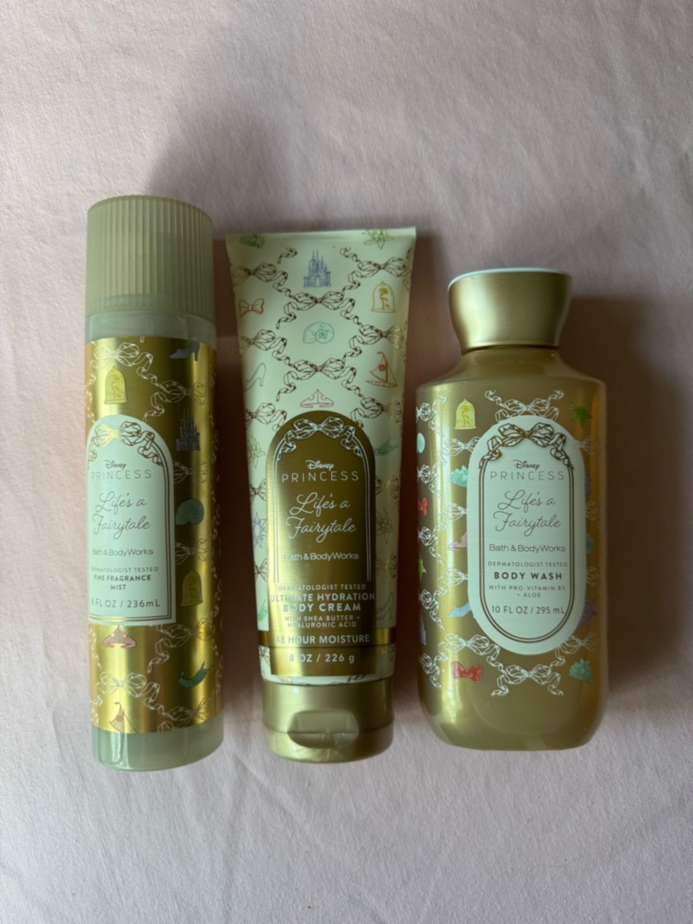 “Life’s a Fairytale” body wash, body cream and mist.